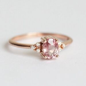 Rose Gold Pink Zircon Stone Crystal Cocktail Ring